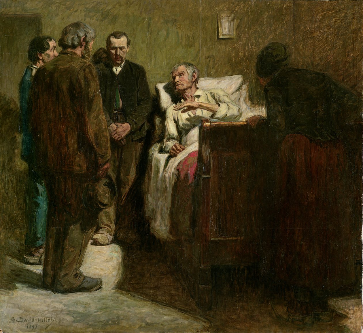 Arbejderen og hans børn, 1897 olie på lærred af Germain David Nillet