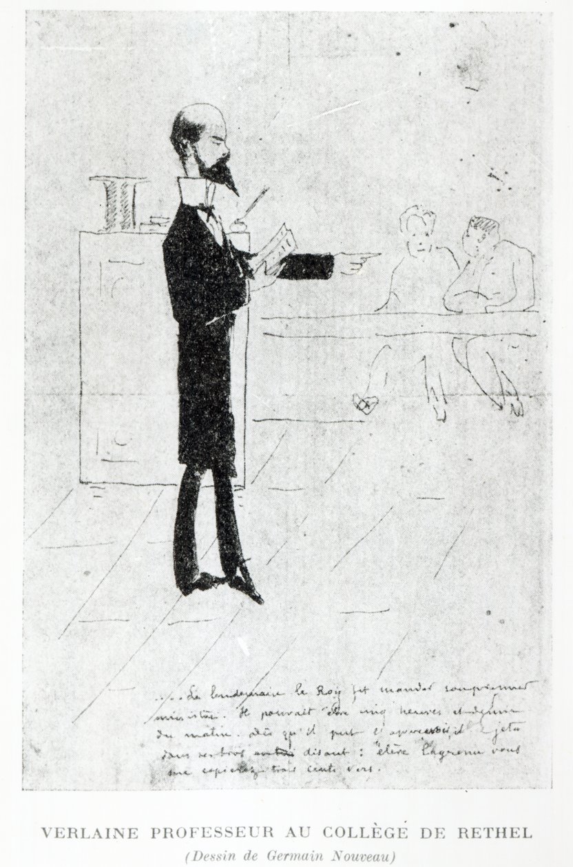 Verlaine underviste ved institutionen Notre-Dame i Rethel, 1877-79 (pen, blæk og farveblyant) af Germain Nouveau