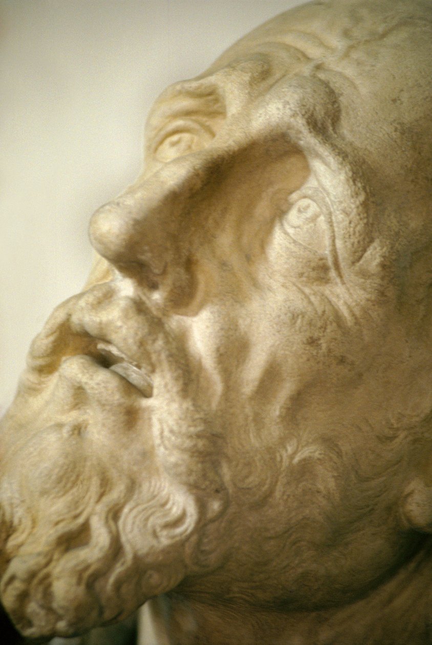 Frans, der modtager stigmata, detalje af hovedet, ca. 1580, marmor se også 248124, 248125 og 248127 af Germain Pilon
