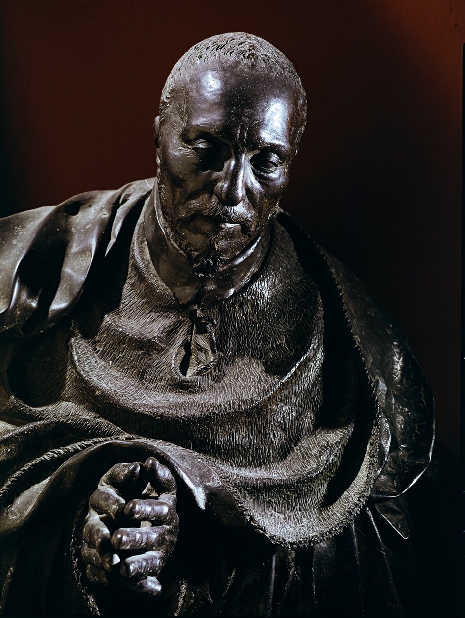 Kardinal Rene de Birague. Detalje af bronzeskulpturen af Germain Pilon