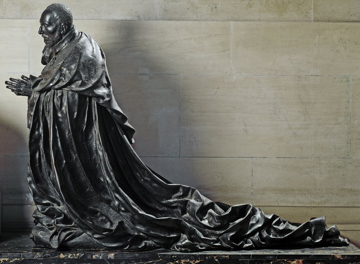 Kardinal Rene de Birague i bøn (Bronzeskulptur af Germain Pilon