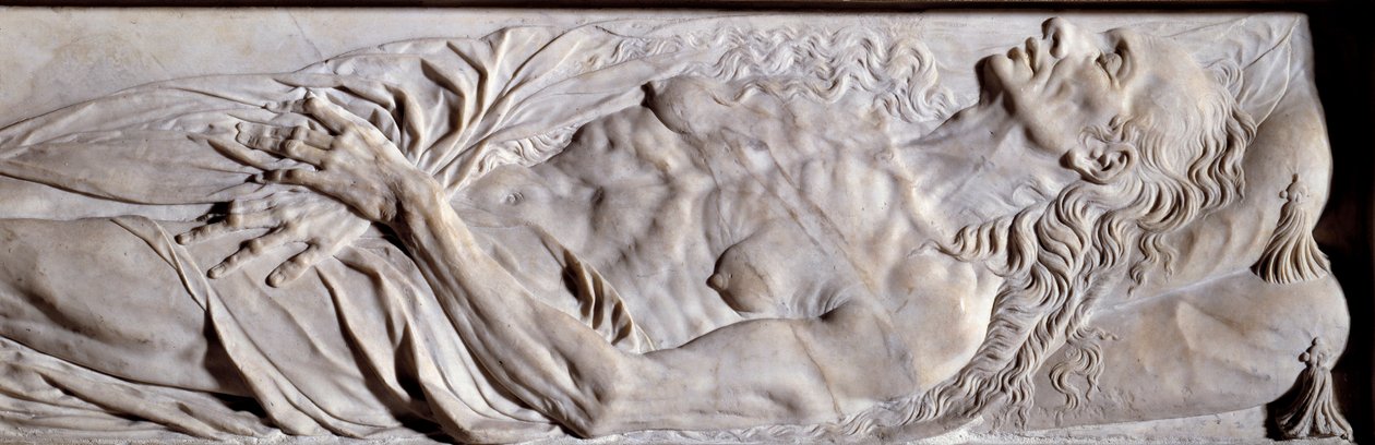 Elementer af begravelsesmonumentet for Valentine Balbiani (1518-1572), Rene de Biragues hustru. Lavrelief i marmor af Germain Pilon