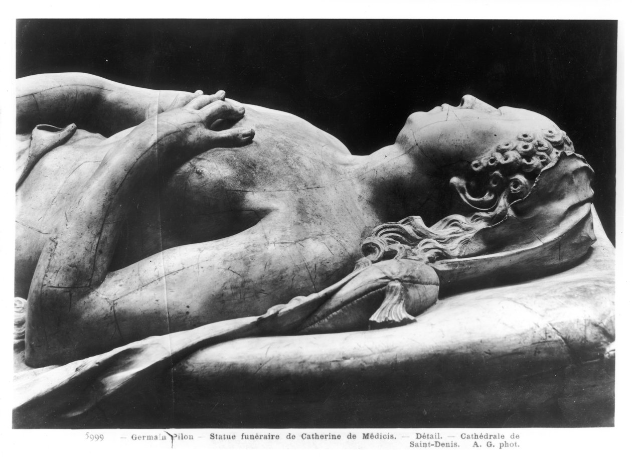 Graven af Catherine de Medici 1519-89 og Henri II 1519-59 detalje af billedet af Catherine, 1562-73 marmor bw foto af Germain Pilon