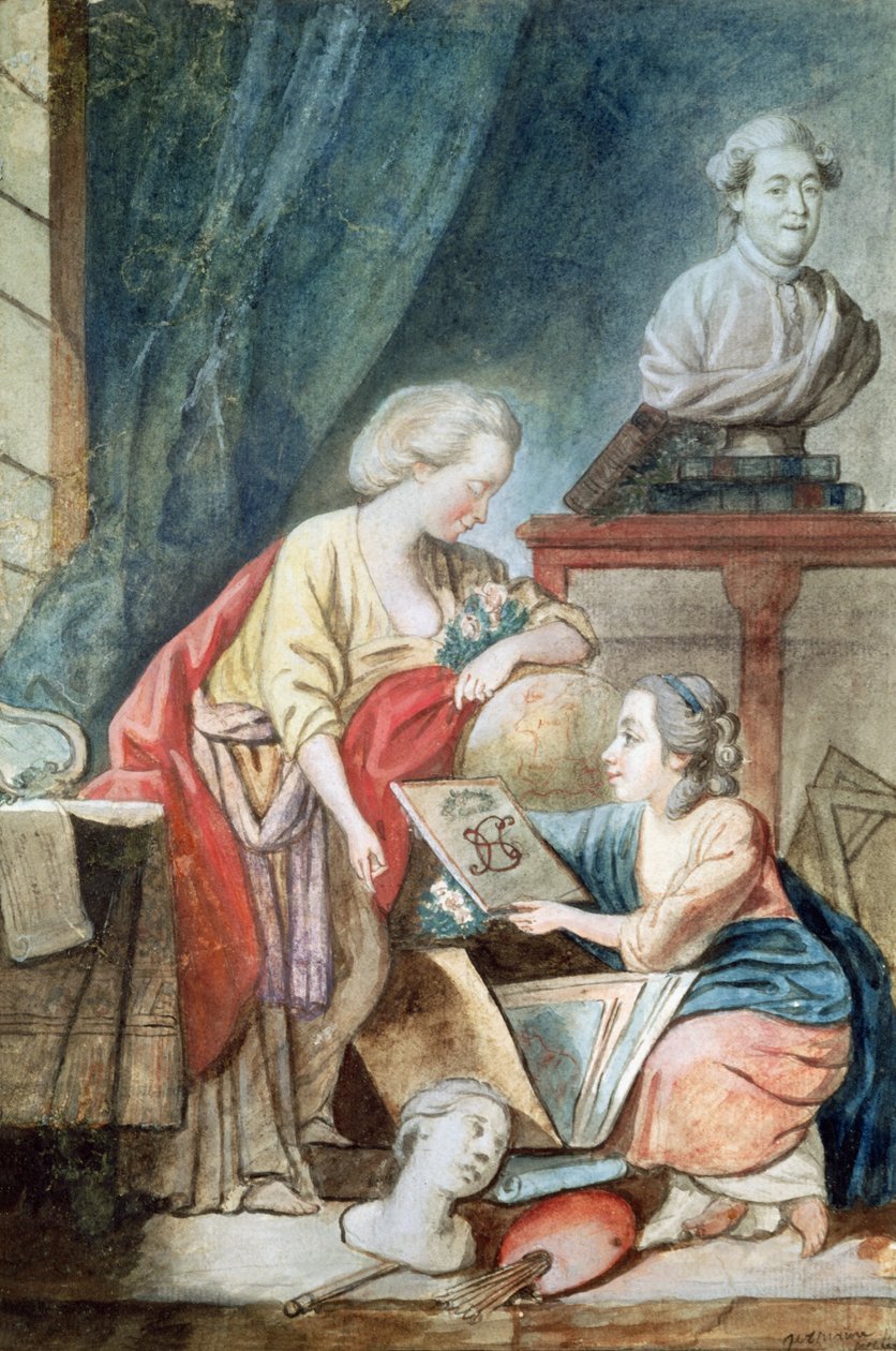 Familien Necker i 1780 (pastel, gouache og wc på papir) af Germaine Necker
