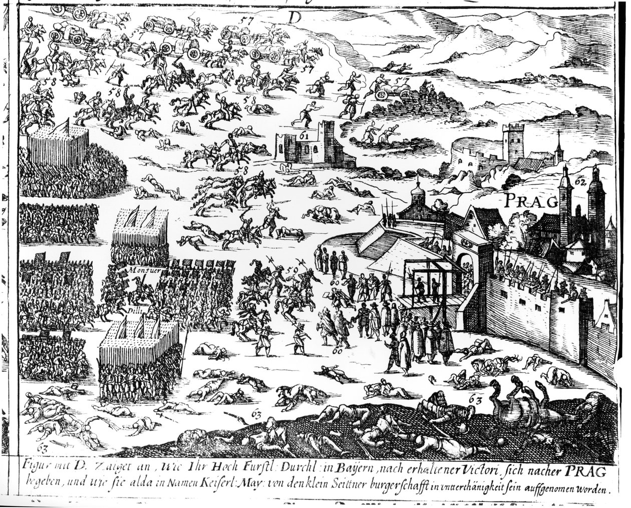 Prags udslettelse, 1618 af German School