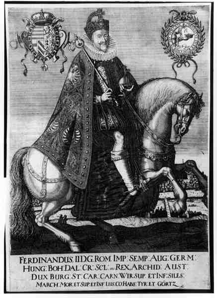 Rytterportræt af Ferdinand II (1578-1637), den hellige romerske kejser af German School