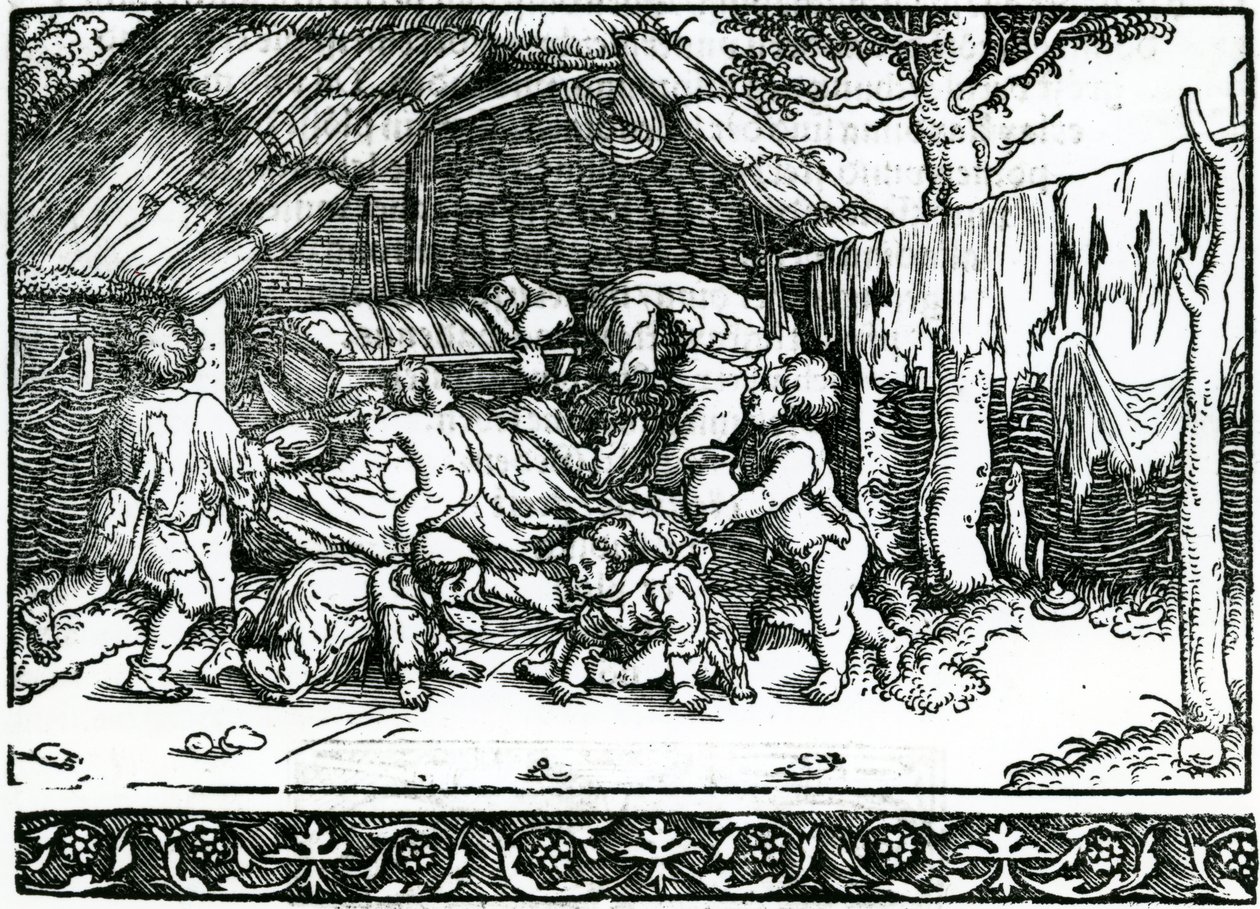 Udsatte bønder, Illustration fra Franciscus Petrarch Von der Artzney bayder Glueck, 1532 af German School