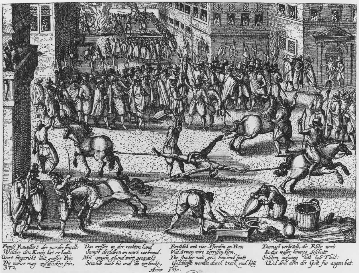 Henrettelse af Francois Ravaillac, morderen på kong Henri IV, 1610 af German School