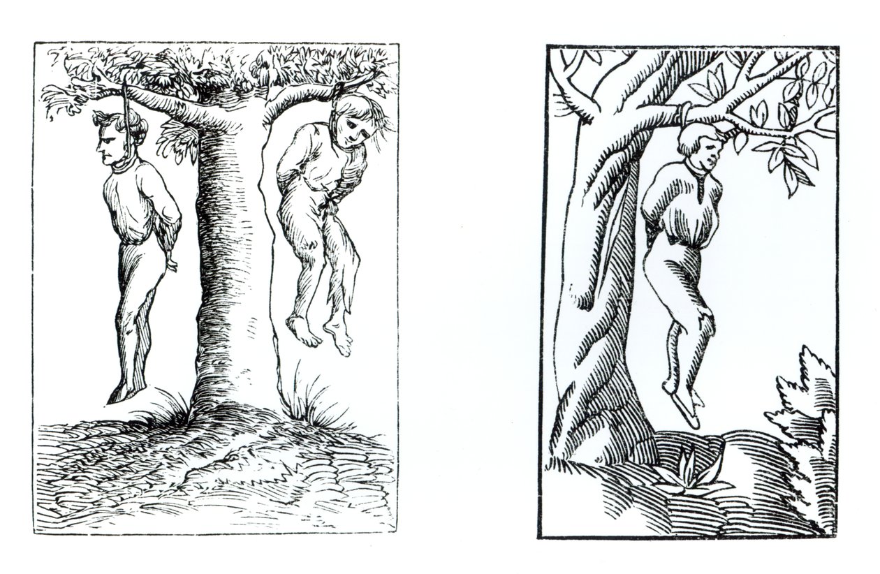 Eksekvering af dommene fra det hemmelige tribunal, efter træsnit i Cosmographie Universelle of Munster, udgivet 1552 af German School