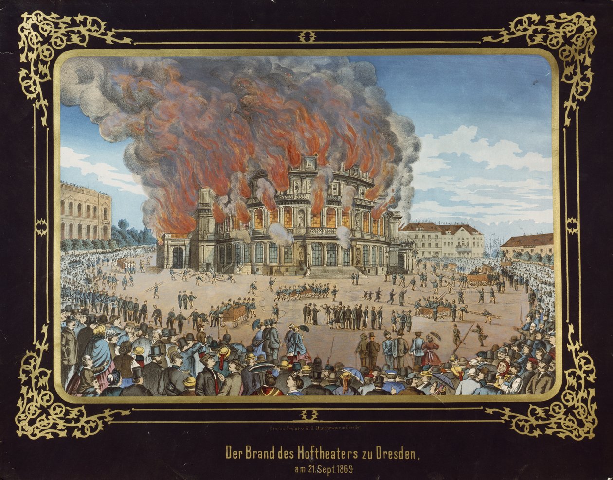Brand i det kongelige teater i Dresden den 21. september 1869 af German School