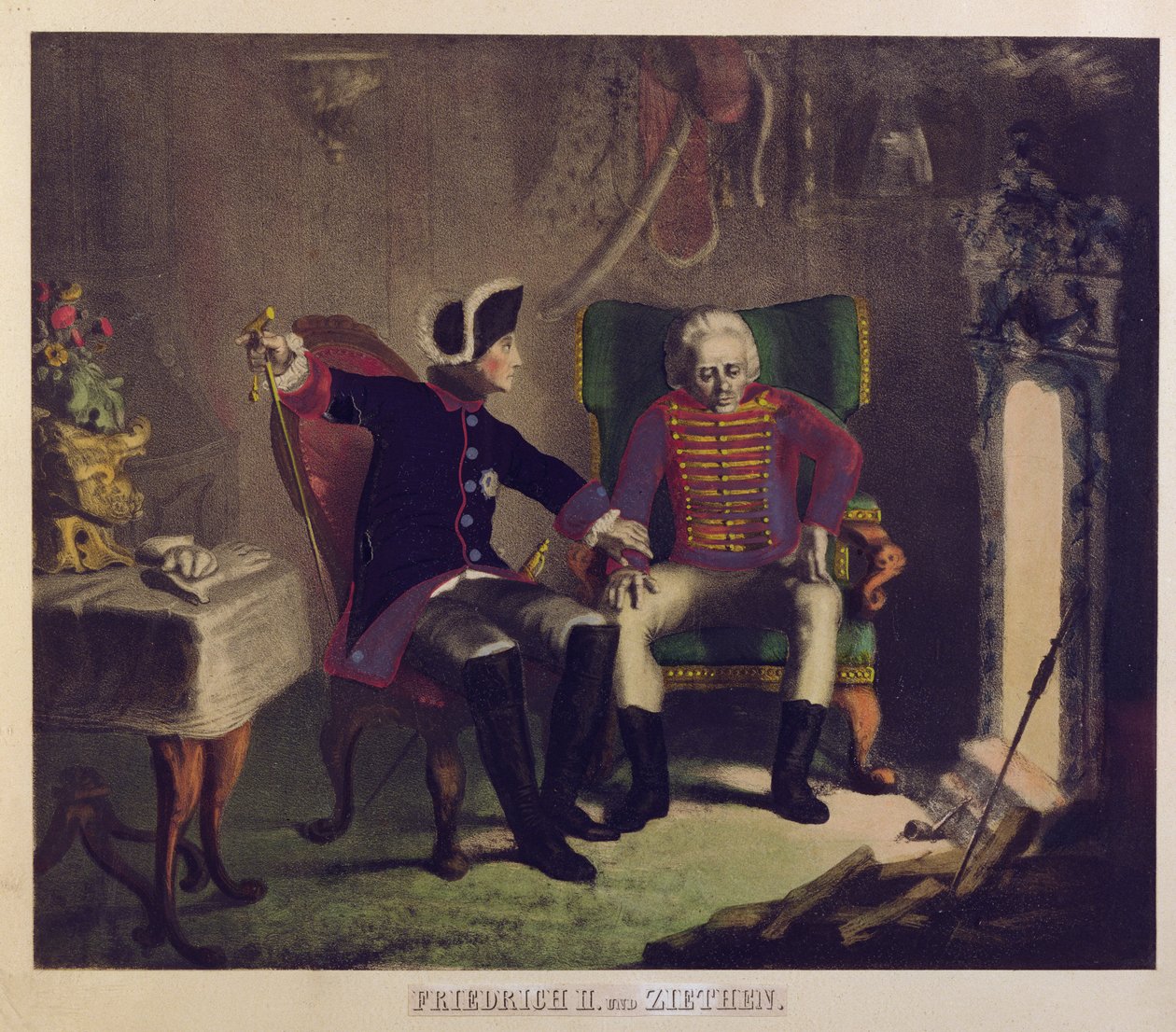 Frederik II og general von Ziethen af German School