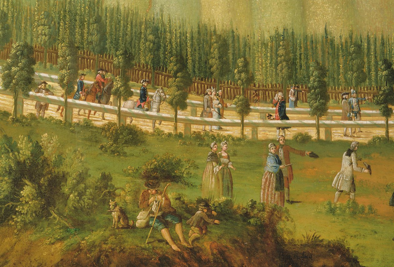 Frederik den Store til hest i Maulbeerallee, nær Sanssouci, 1770 af German School