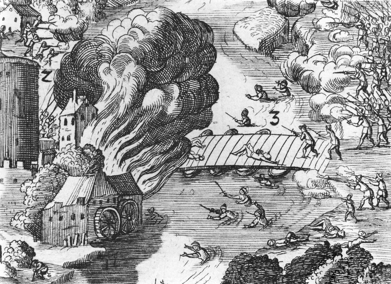 Generelt billede af slaget ved Muhlberg, detaljer, 24. april 1547 (se også 217805, 217806, 217807) af German School