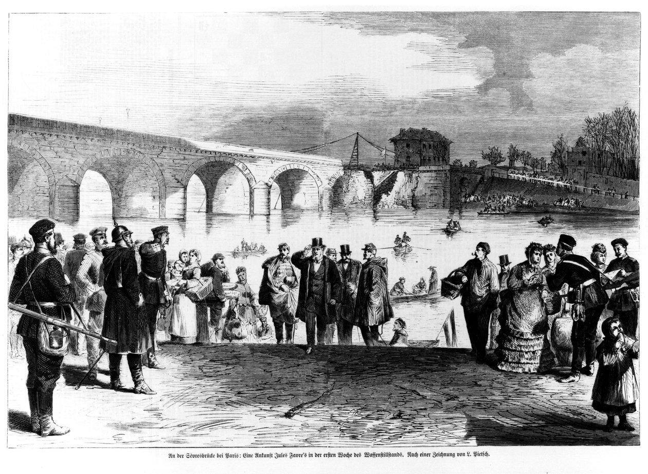 Jules Favre (1809-80) ankommer til Pont de Sevres, illustration fra 