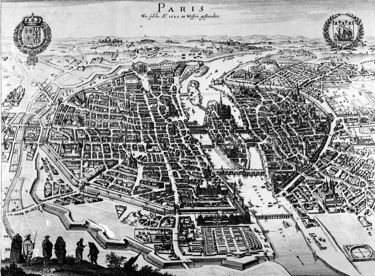 Kort over Paris, 1620 af German School