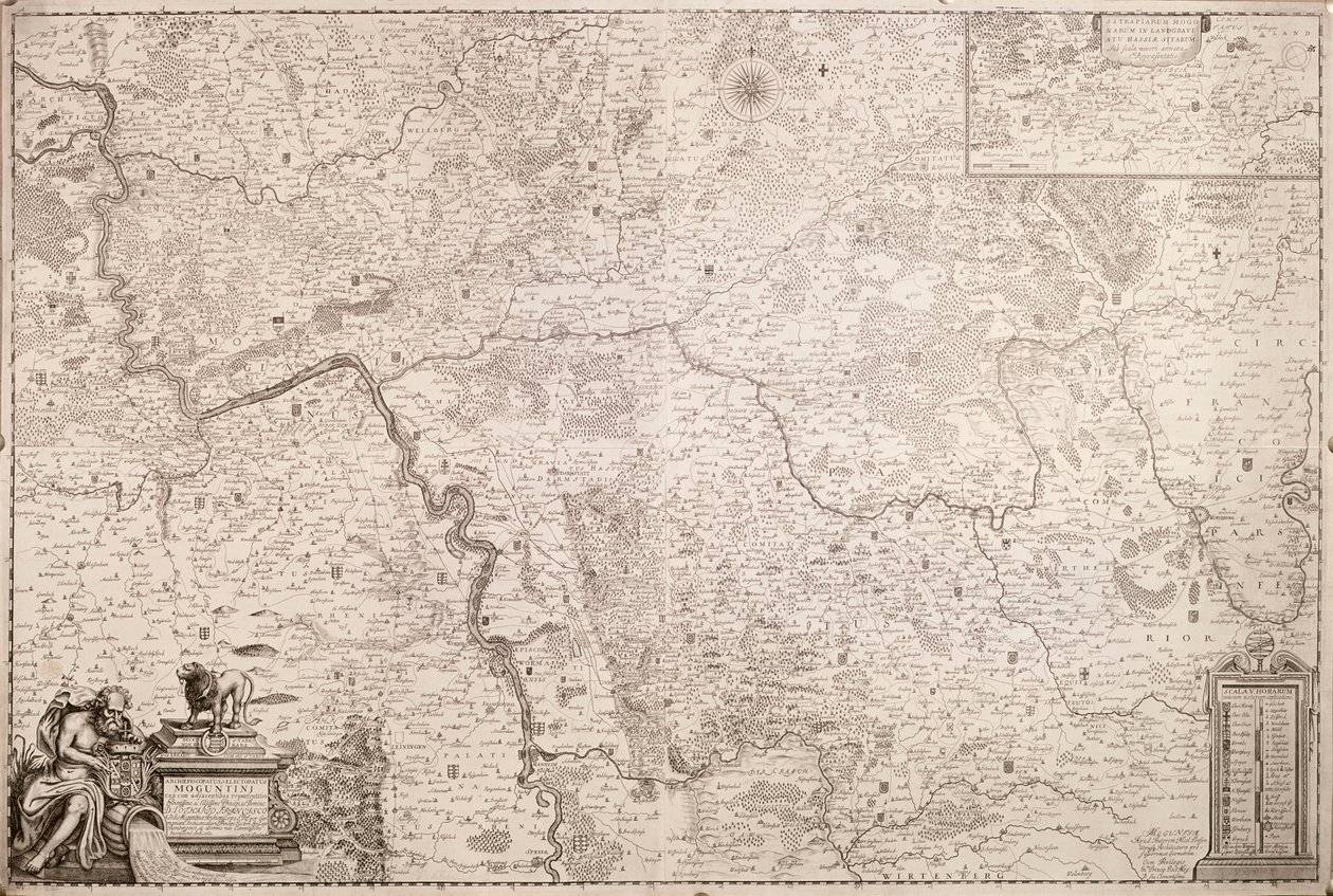 Kort over ærkebispedømmet og kurfyrsten i Mainz, ca. 1695 af German School