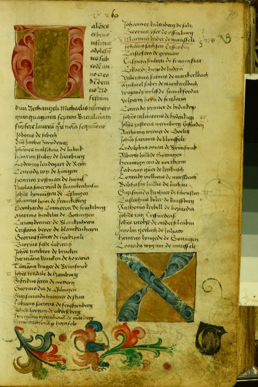 Martin Luthers tilmeldingsark ved universitetet i Erfurt, april 1501 af German School