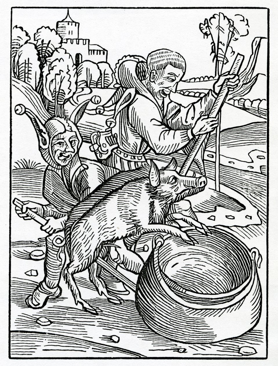 Af onde rådgivere, dommere og lovmænd, illustration fra Alexander Barclays engelske oversættelse af 