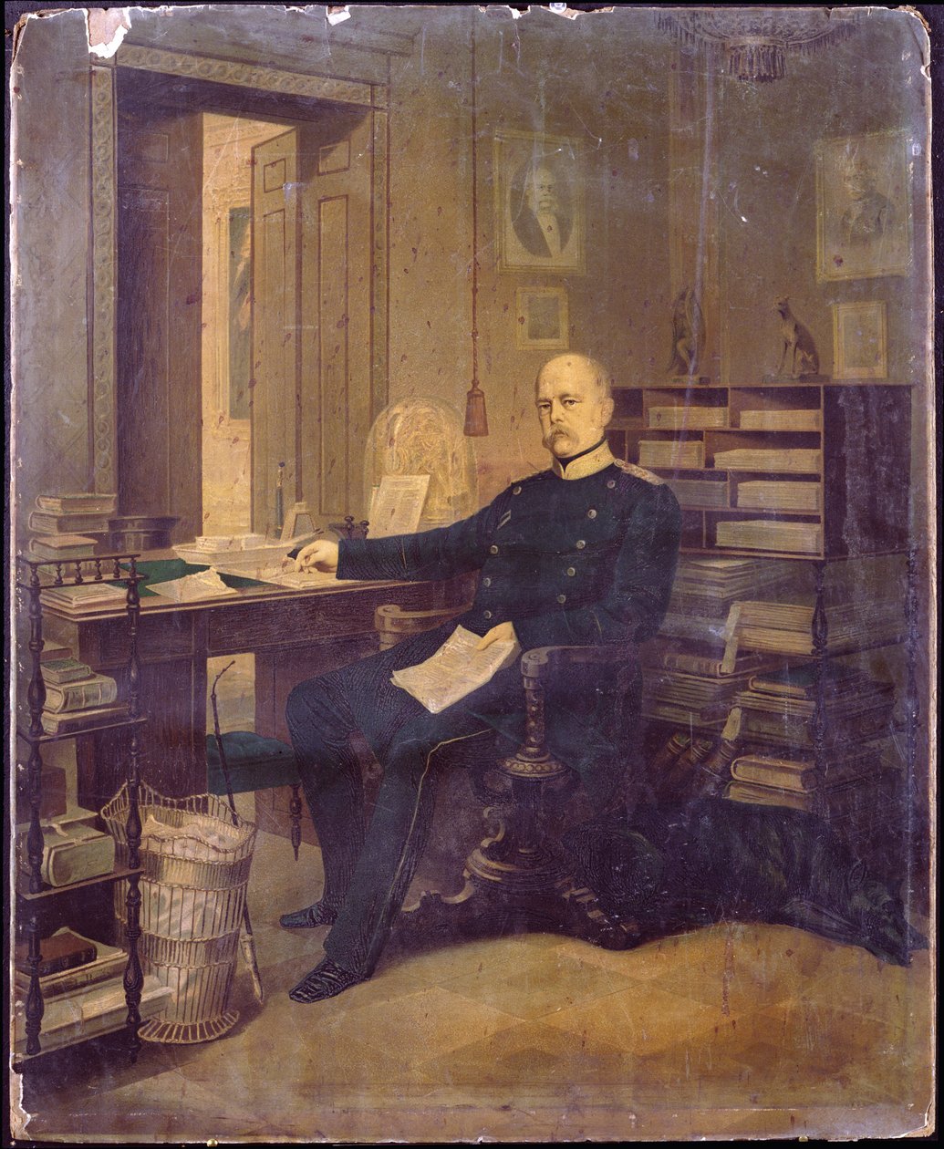 Otto von Bismarck i sit studie (wc på papir om bord) af German School