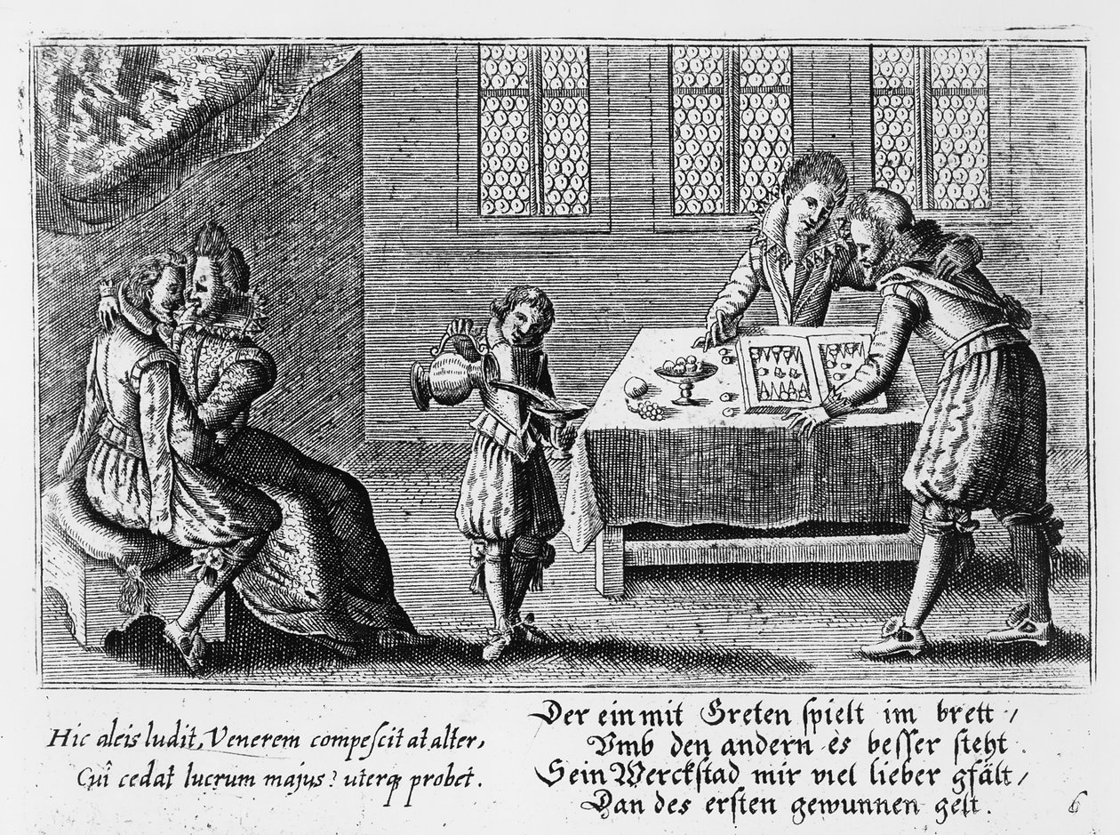 Folk, der spiller backgammon af German School