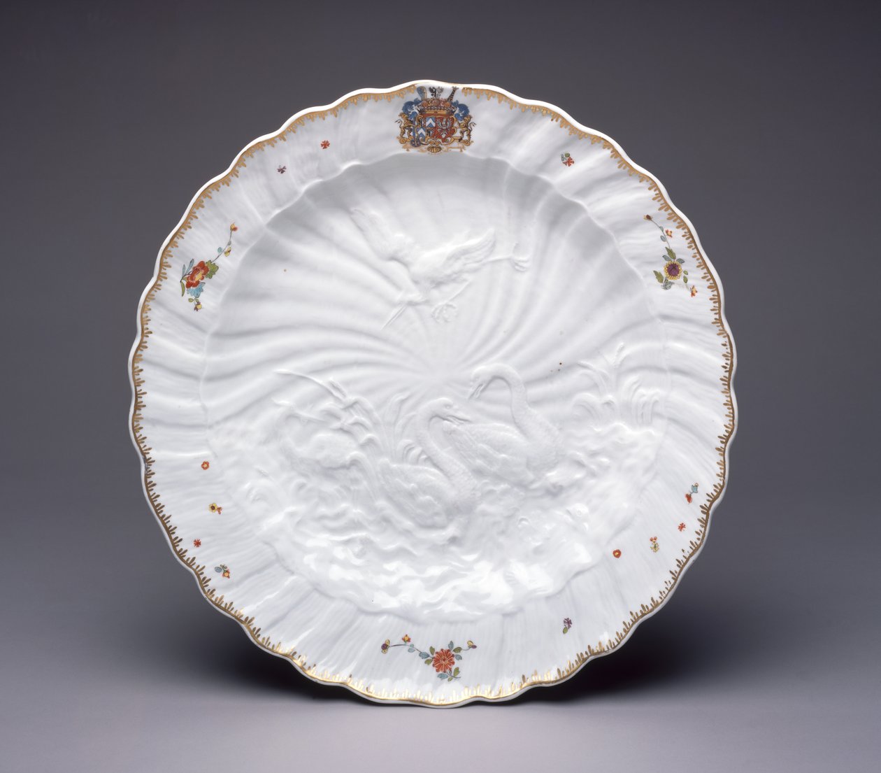 Tallerken fra Svanetjenesten, Meissen Porcelæn, ca. 1737-41 (hårdpasta porcelæn) af German School