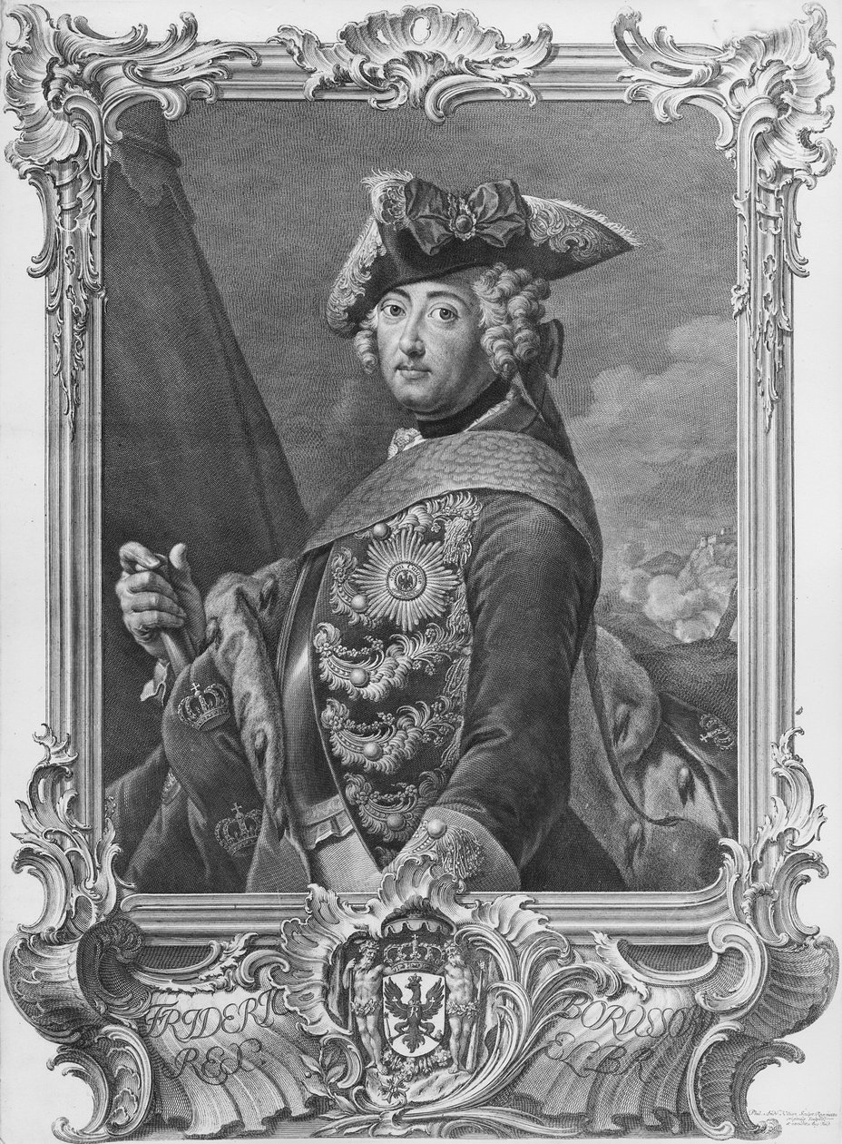 Portræt af Frederik II, Den Store (1712-86), indgraveret af Kilian, Phillip Andreas (1714-59) af German School