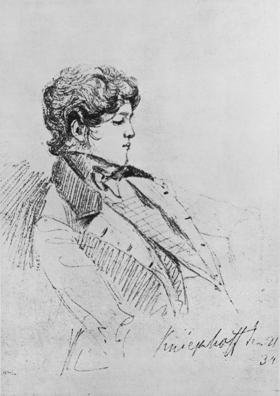 Portræt af prins Otto von Bismarck, 1834 (blæk på papir) af German School