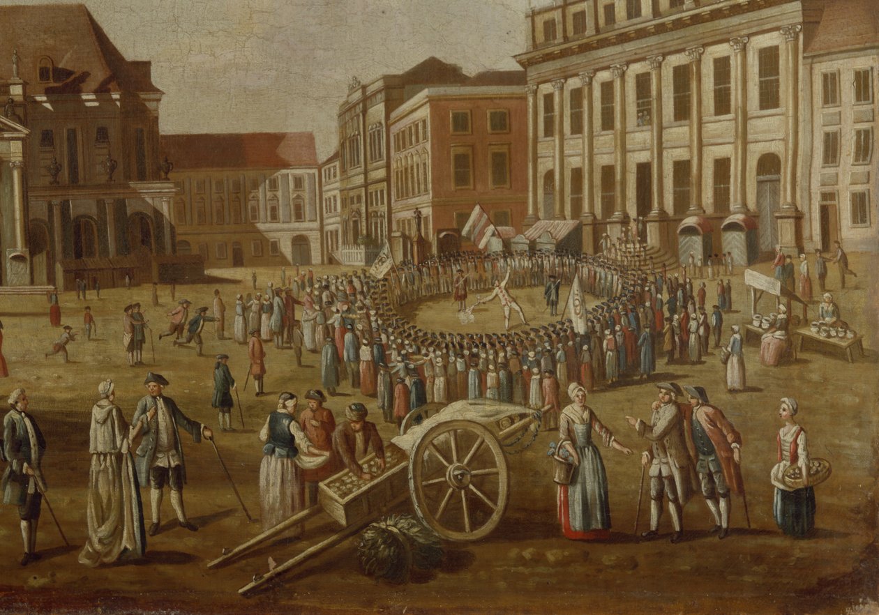 Gadekunstnere i Alter Markt, 1771 (detalje fra 330438) af German School