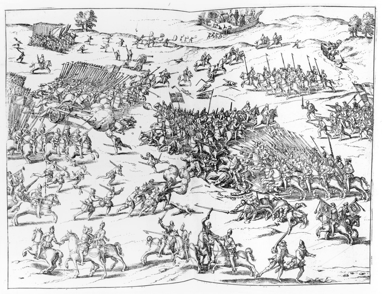 Slaget ved Courtrais mellem franskmændene og flamlænderne i 1580 af German School