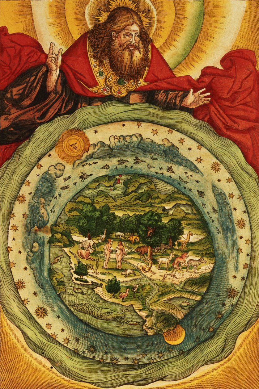 Skabelsen, fra Lutherbibelen, ca. 1530 (farvet træsnit) af German School