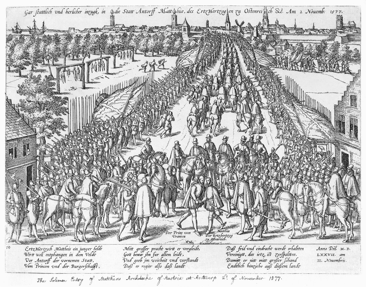Matthias ærkehertug af Østrigs højtidelige indtræden i Antwerpen, 2. november 1577 af German School