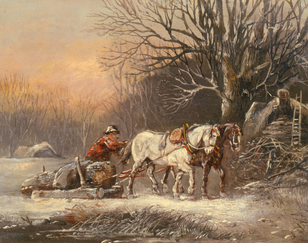 Træslæde om vinteren, 1800-tallet af German School
