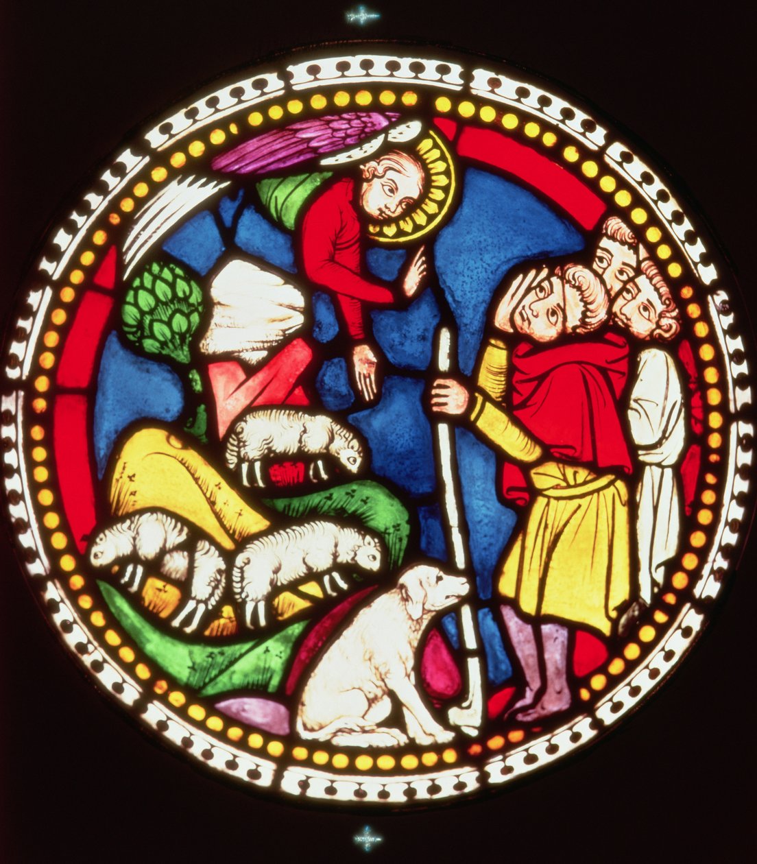 Vindue med bebudelsen til hyrderne, ca. 1300 (farvet glas) af German School
