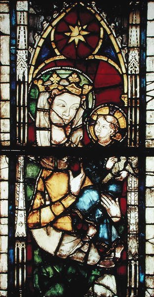 Vindue, der forestiller Jomfruen og Barnet, fra koret i den dominikanske kirke, ca. 1290 af German School