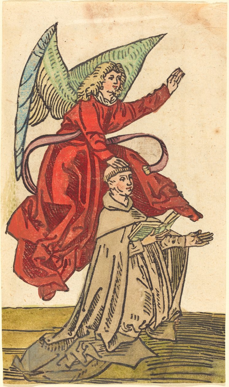 En munk med en engel af German 15th Century