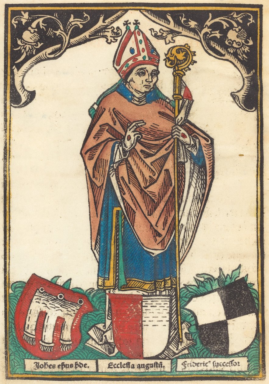 Biskop af Augsburg med tre våbenskjolde af German 15th Century