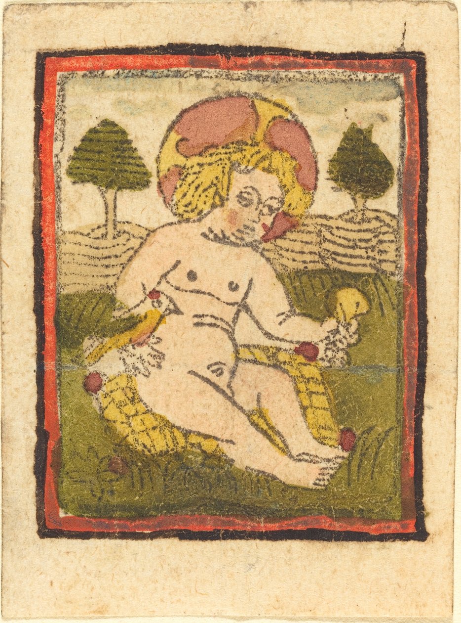 Kristusbarn med fugl af German 15th Century