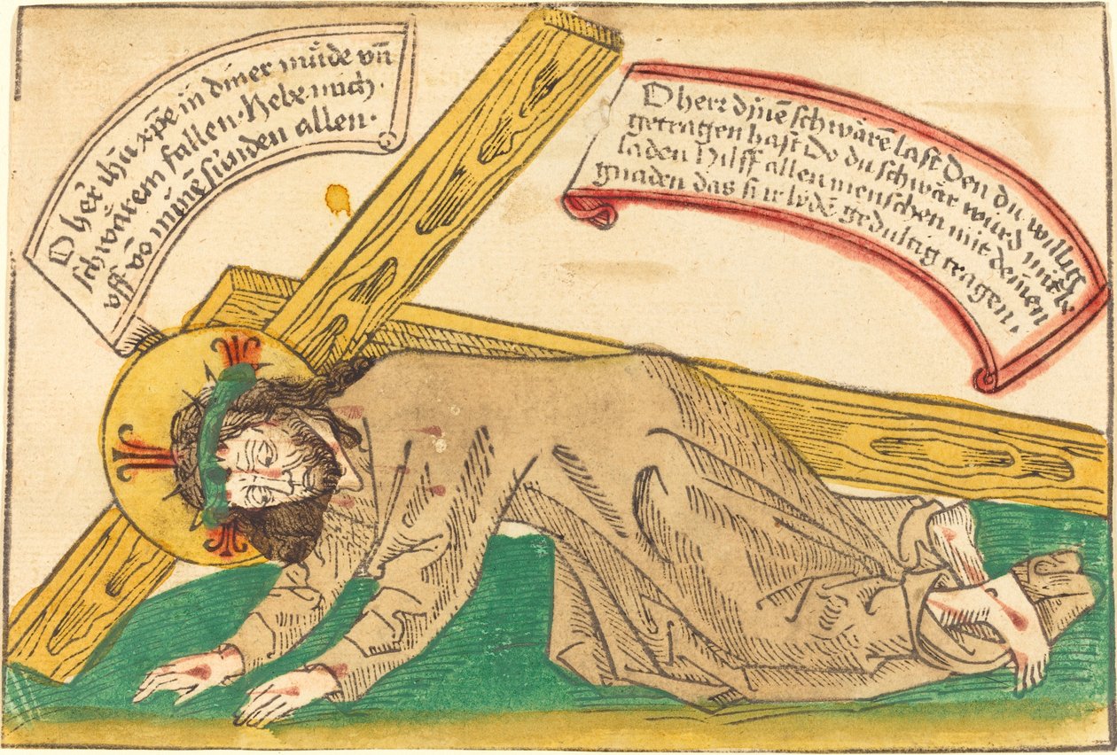 Kristus falder under korsets vægt af German 15th Century