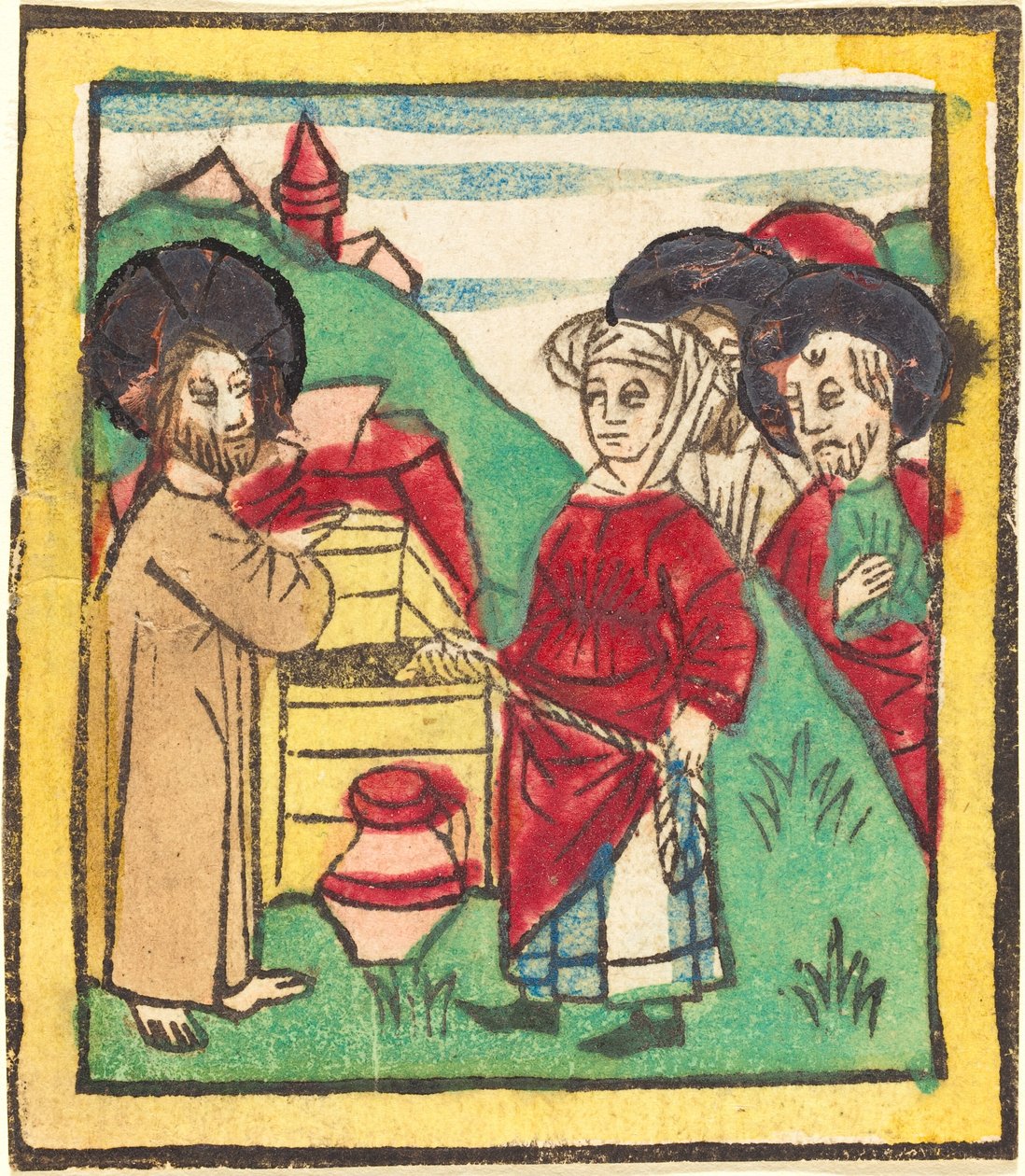 Kristus og Samarias kvinde af German 15th Century