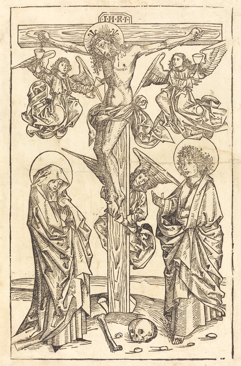 Kristus på korset med engle af German 15th Century
