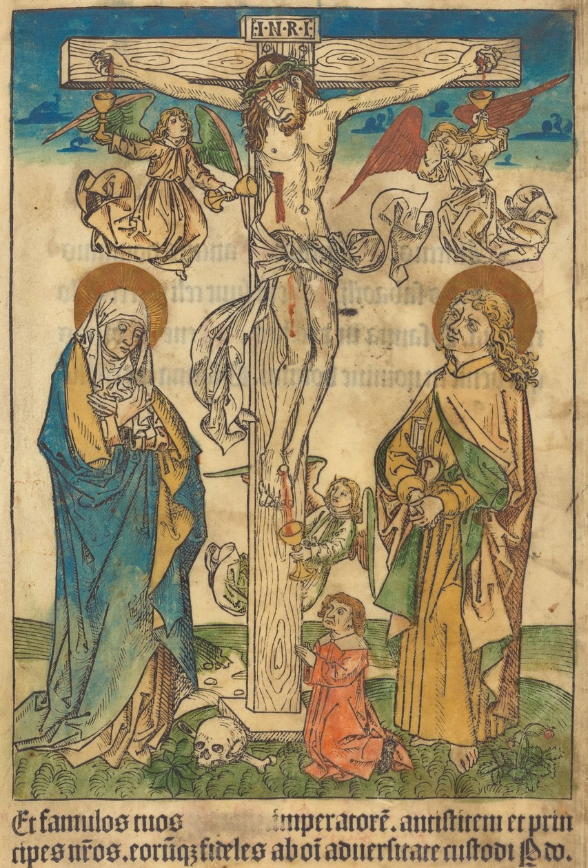 Kristus på korset med engle af German 15th Century