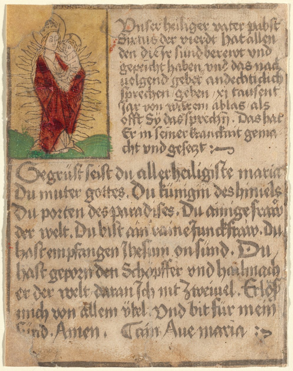 Madonna og barn i en herlighed med en nydelse og en bøn af German 15th Century