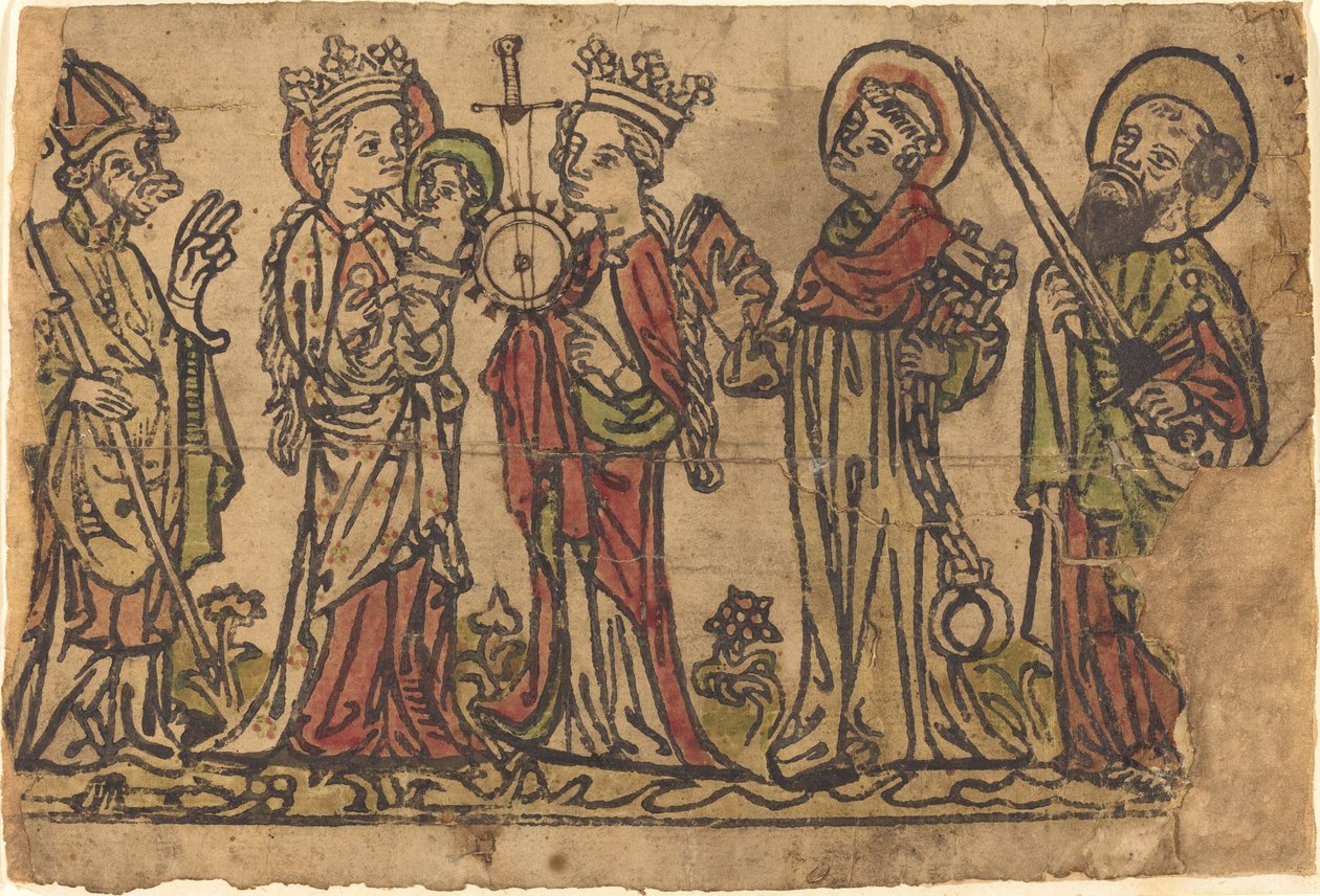 Madonna og barn med fire hellige af German 15th Century