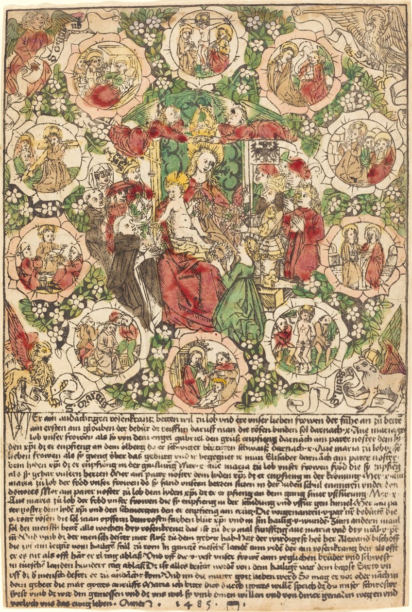 Madonna med rosenkransen af German 15th Century