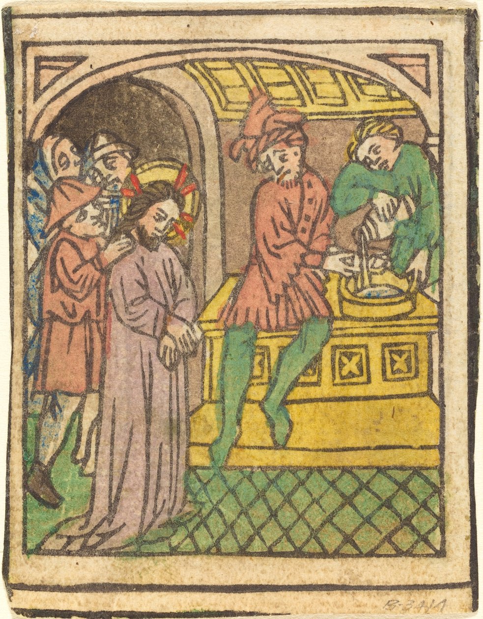 Pilatus vasker sine hænder [recto] af German 15th Century