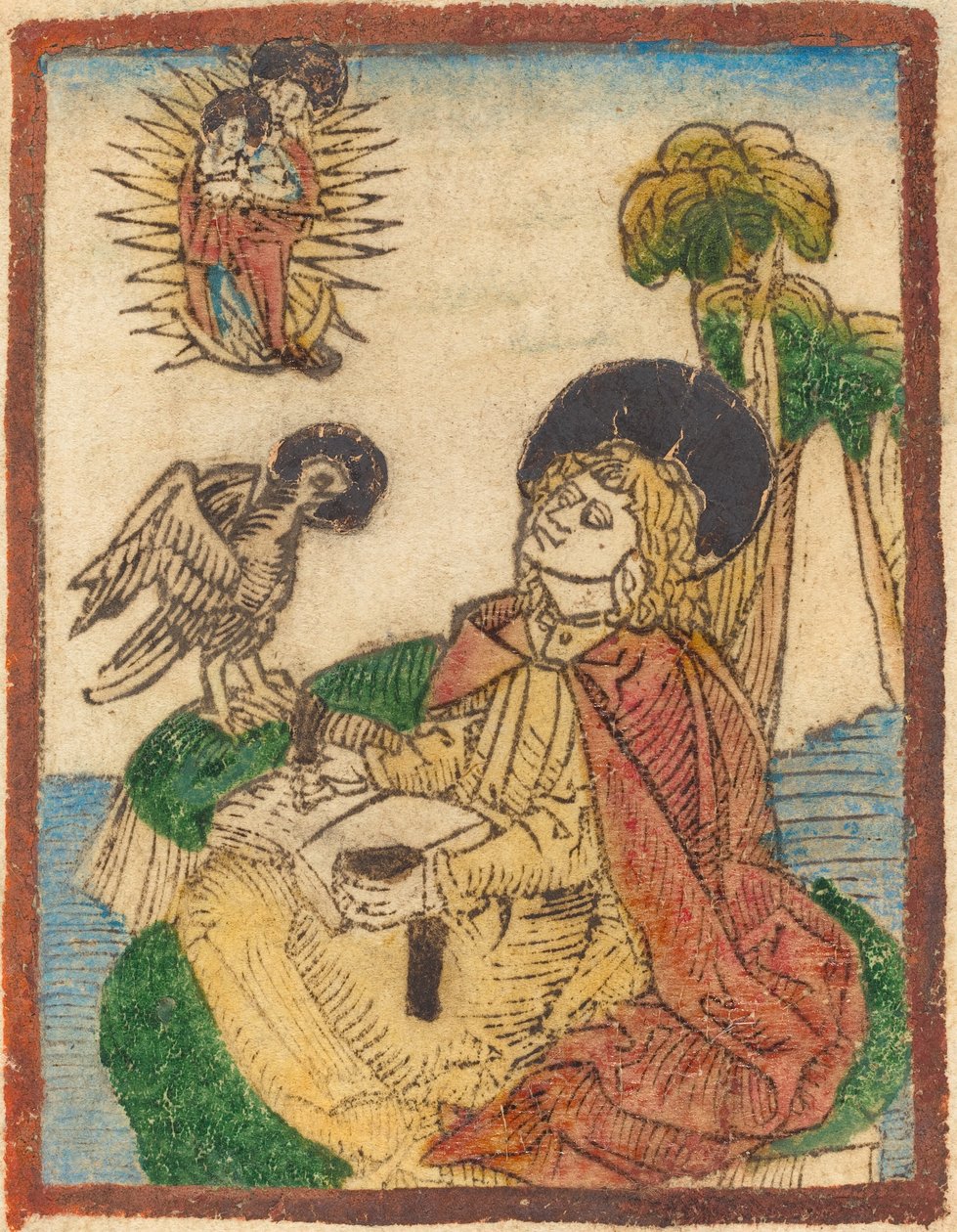 Saint John på øen Patmos af German 15th Century
