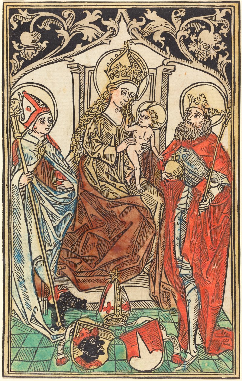 Madonnaen og barnet på tronen med de hellige Corbinian og Sigismund af German 15th Century