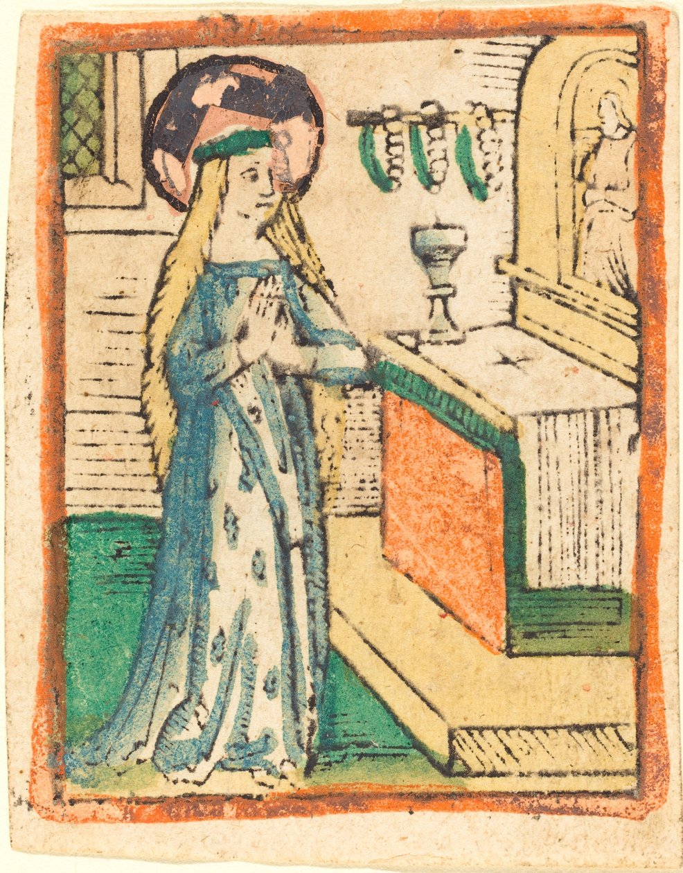 Jomfruen i en kappe broderet med korn af German 15th Century