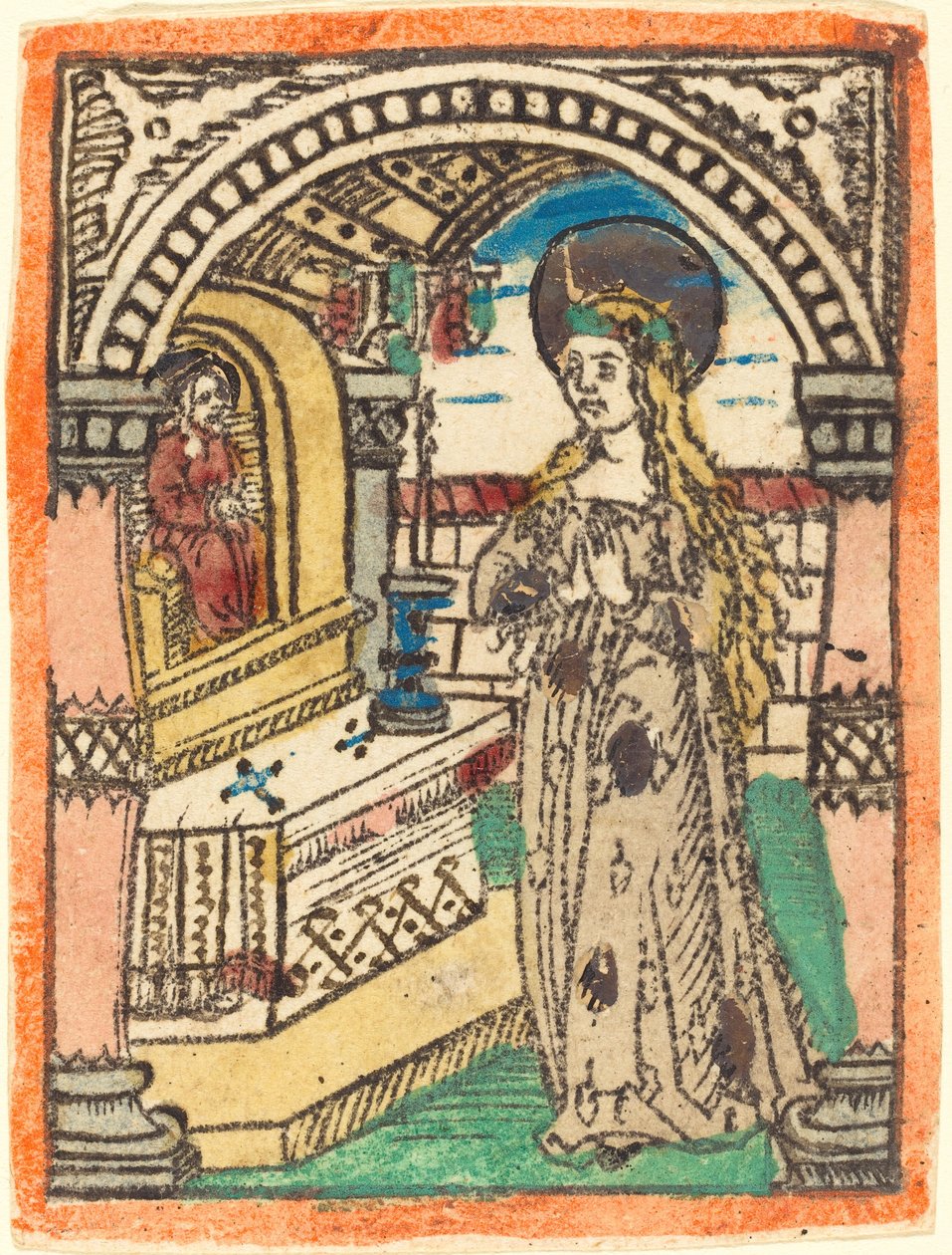 Jomfruen i en kappe broderet med korn af German 15th Century