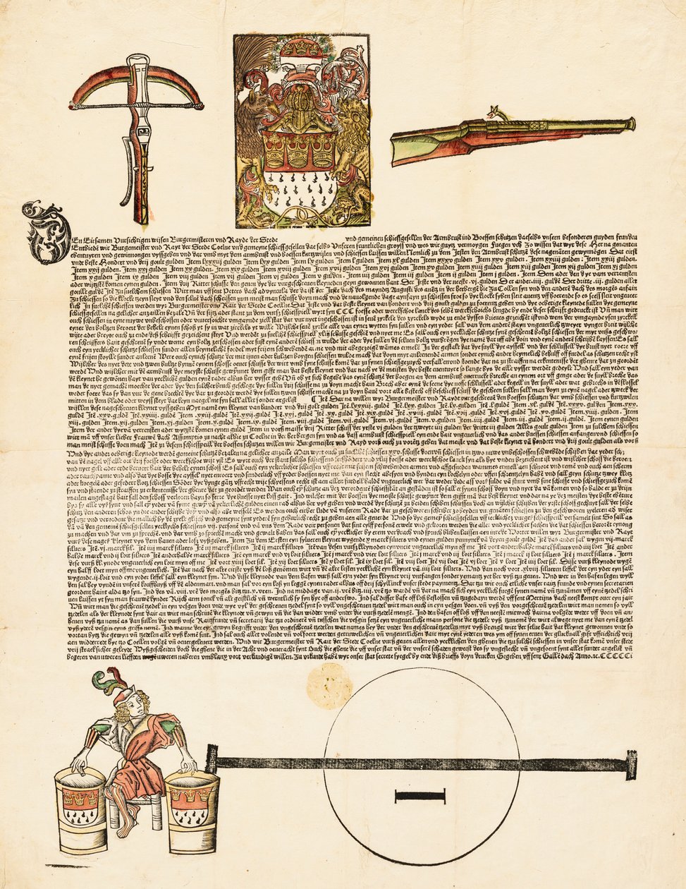 Broadside: En invitation til en våbenkonkurrence af German 16th Century